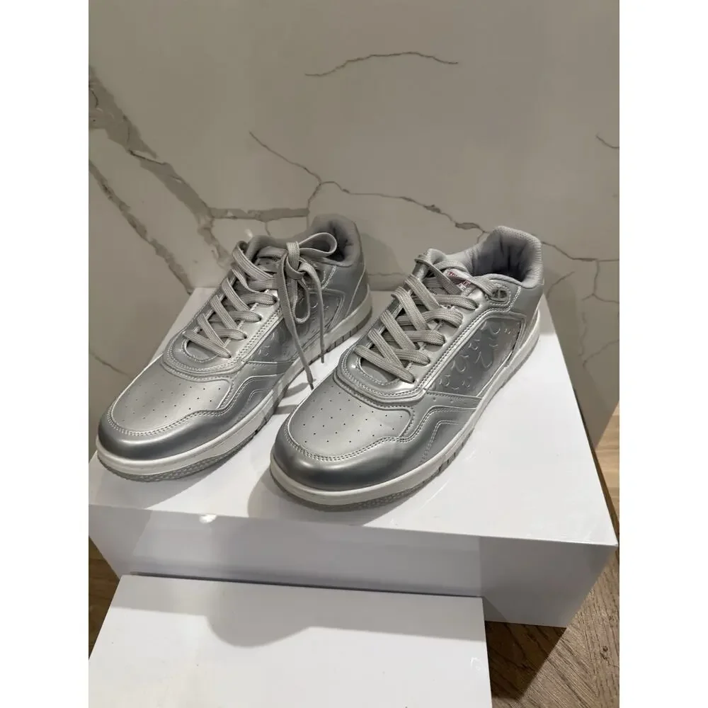 True Religion Jones Silver Patent Leather LowTop Mens Size 11 Sneaker Shoes New
